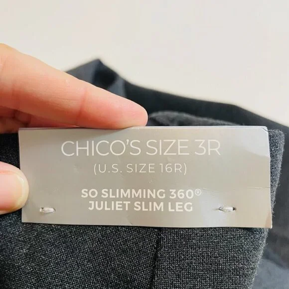 NWT Chicos Pant Trouser So Slimming 360 Juliet Full Length Graphite Heather Grey - Picture 9 of 10